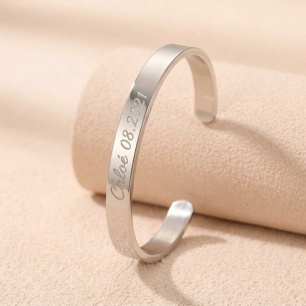 Bracelet Manchette Personnalisé Gravé - Bijou Femme Cadeau