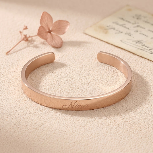 Bracelet Manchette Personnalisé Gravé - Bijou Femme Cadeau