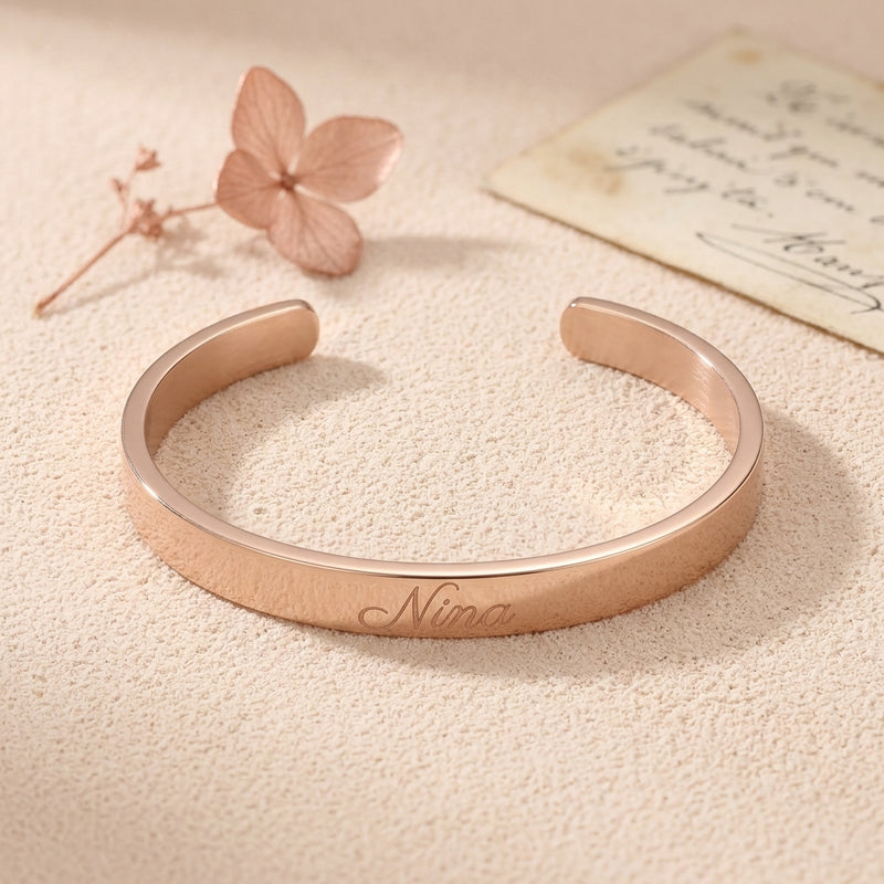 Bracelet Manchette Personnalisé Gravé - Bijou Femme Cadeau